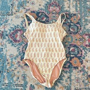 Women’s scoop-back one-piece swimsuit.